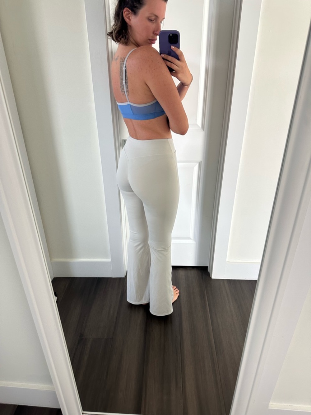 Light Gray Flare Leggings with High Waist
